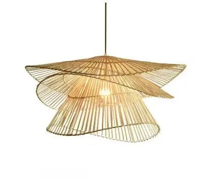 Natürliche Rattan-Wellung Hängelampe - Rattan Deko