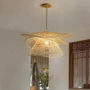 Natürliche Rattan-Wellung Hängelampe - Rattan Deko