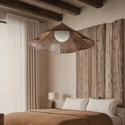 Japanischer Hutstil Rattan Hängeleuchte Rattan Deko