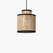 Geflecht und Schwarz Hängelampe Rattan Deko