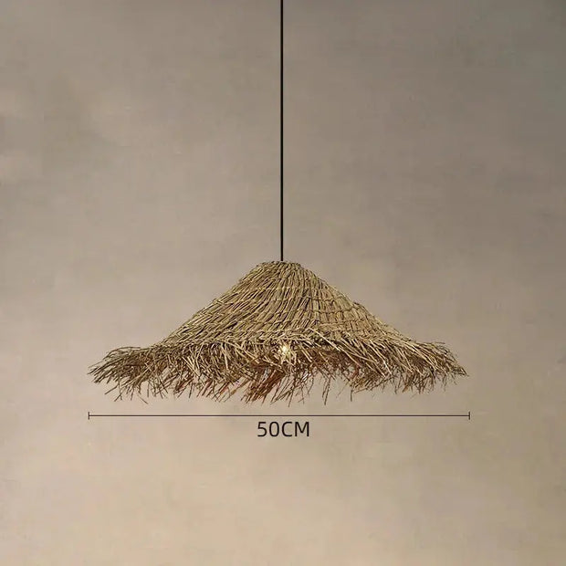 Strohhut Hängelampe Rattan Deko