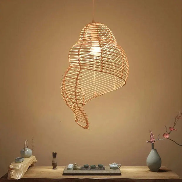 Muschelförmige Rattan-Hängelampe Rattan Deko