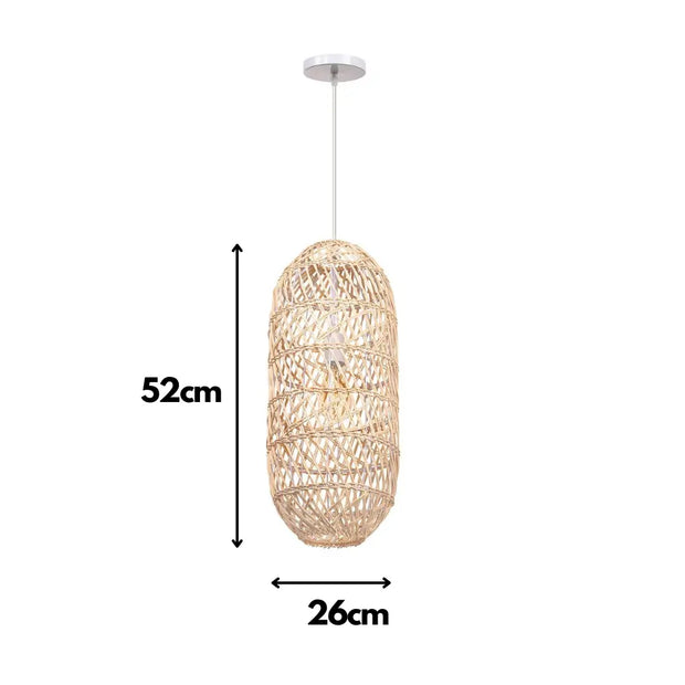 Geflochtener Zylinder-Korblampen aus Rattan Rattan Deko