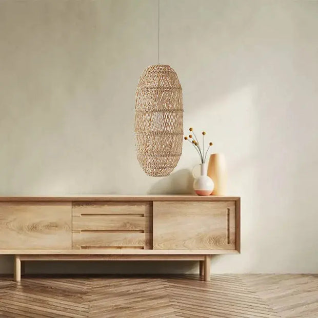 Geflochtener Zylinder-Korblampen aus Rattan Rattan Deko