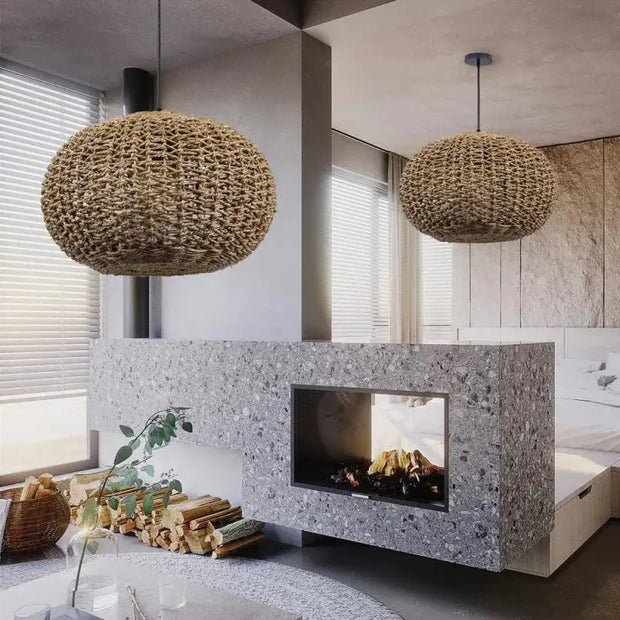Braune Rattan-Hängeleuchte | COCON - Rattan Deko