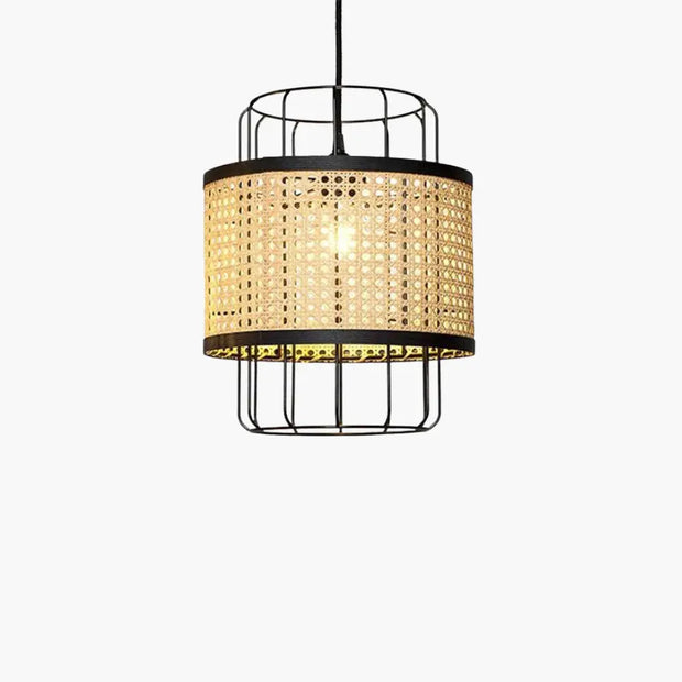 Metall- und Rattan-Hängelampe | FUSION GLANZ - Rattan Deko