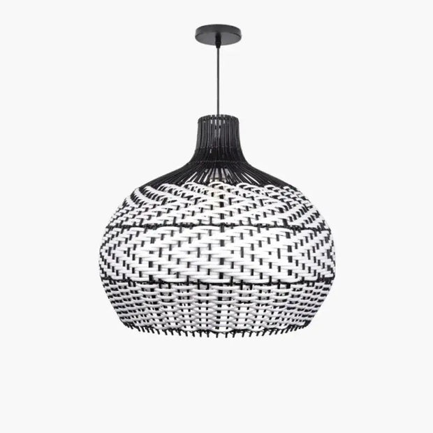 Schwarz-Weiße Rattan-Pendelleuchte | YINYANG - Rattan Deko