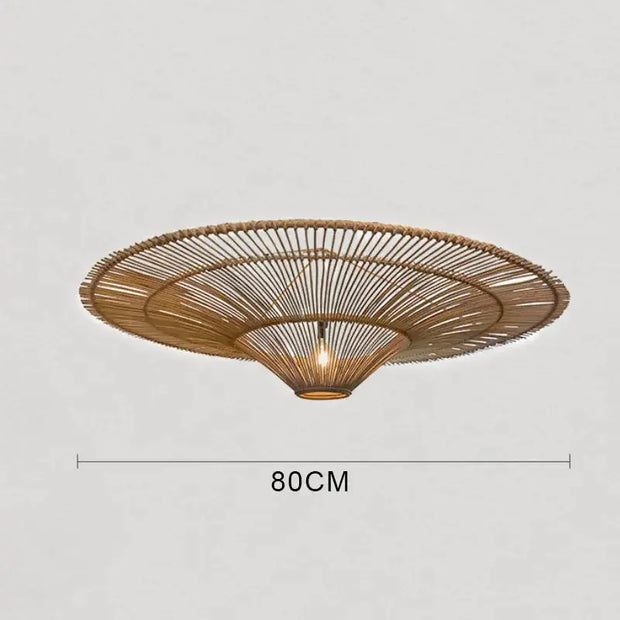 Flache Rattan-Hängeleuchte Rattan Deko