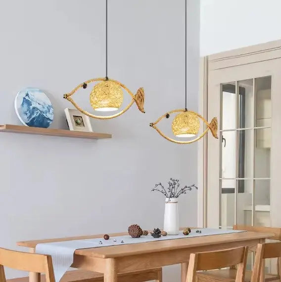 Fischdesign Rattan Hängeleuchte Rattan Deko