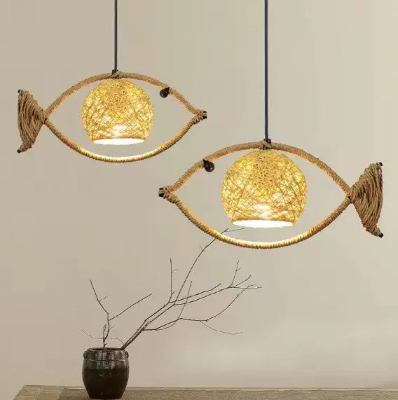 Fischdesign Rattan Hängeleuchte Rattan Deko
