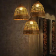 Geflochtene Rattan-Hängelampe Sonne Rattan Deko