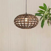 Runde Hänge lampe aus Rattan und Bambus Rattan Deko