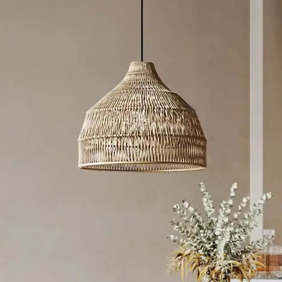 Klassische Rattan-Hängelampe Rattan Deko