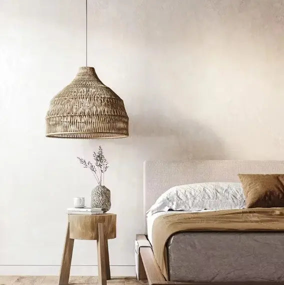Klassische Rattan-Hängelampe Rattan Deko