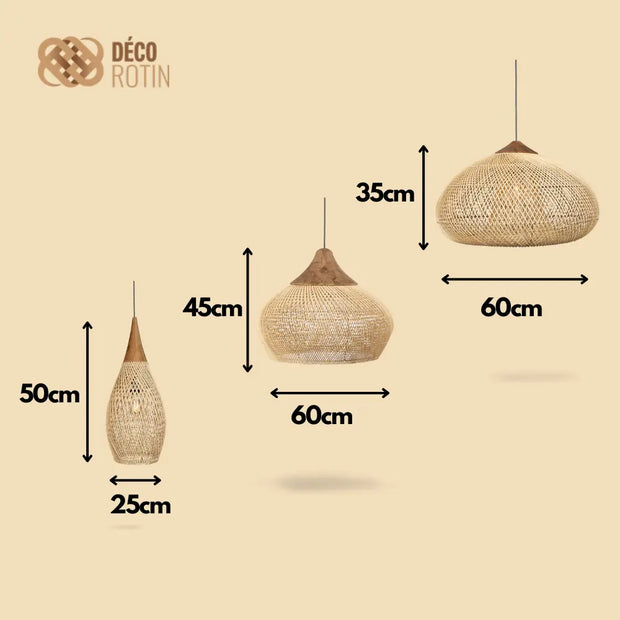 Rattan & Holz Hängeleuchte | BALI - Rattan Deko