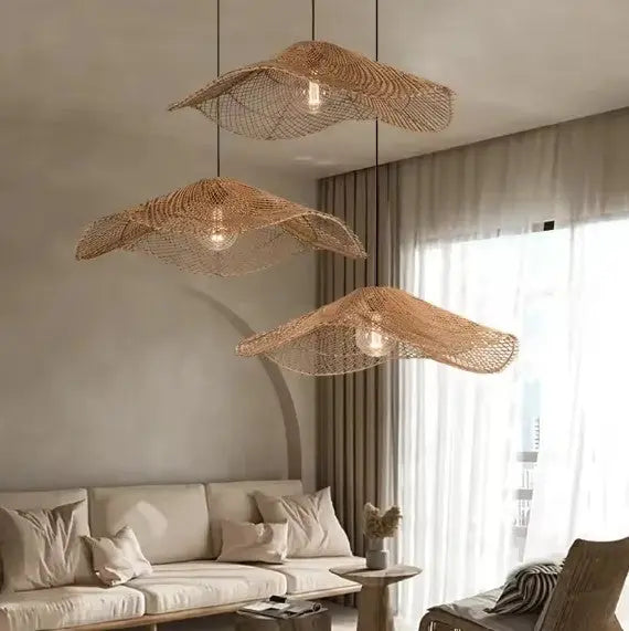 Rattan-Wellenpendelleuchte - Rattan Deko