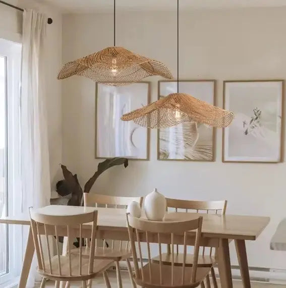 Rattan-Wellenpendelleuchte - Rattan Deko