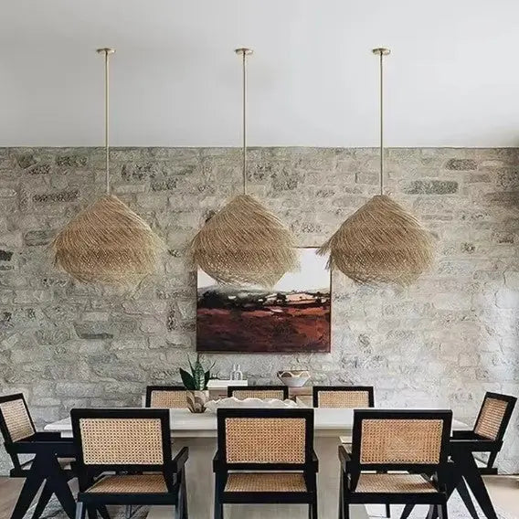 Geschwungene Rattan-Hängelampe - Rattan Deko